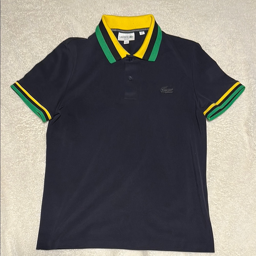 LACOSTE 🐊 POLO • Slim Fit • Navy • Yellow • Green • Lightweight • Ribbed Collar